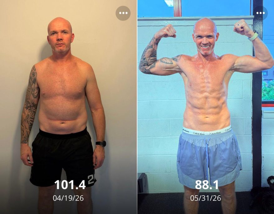 Shred Project member, before and after: 101.4kg → 88.1kg over 6 weeks