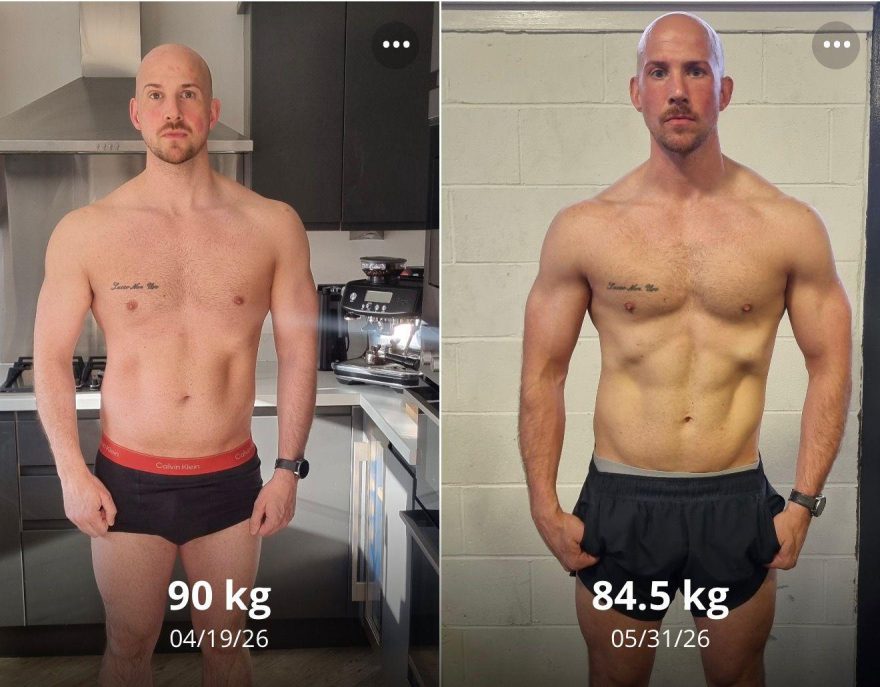 Shred Project member, before and after: 90kg → 84.5kg over 6 weeks